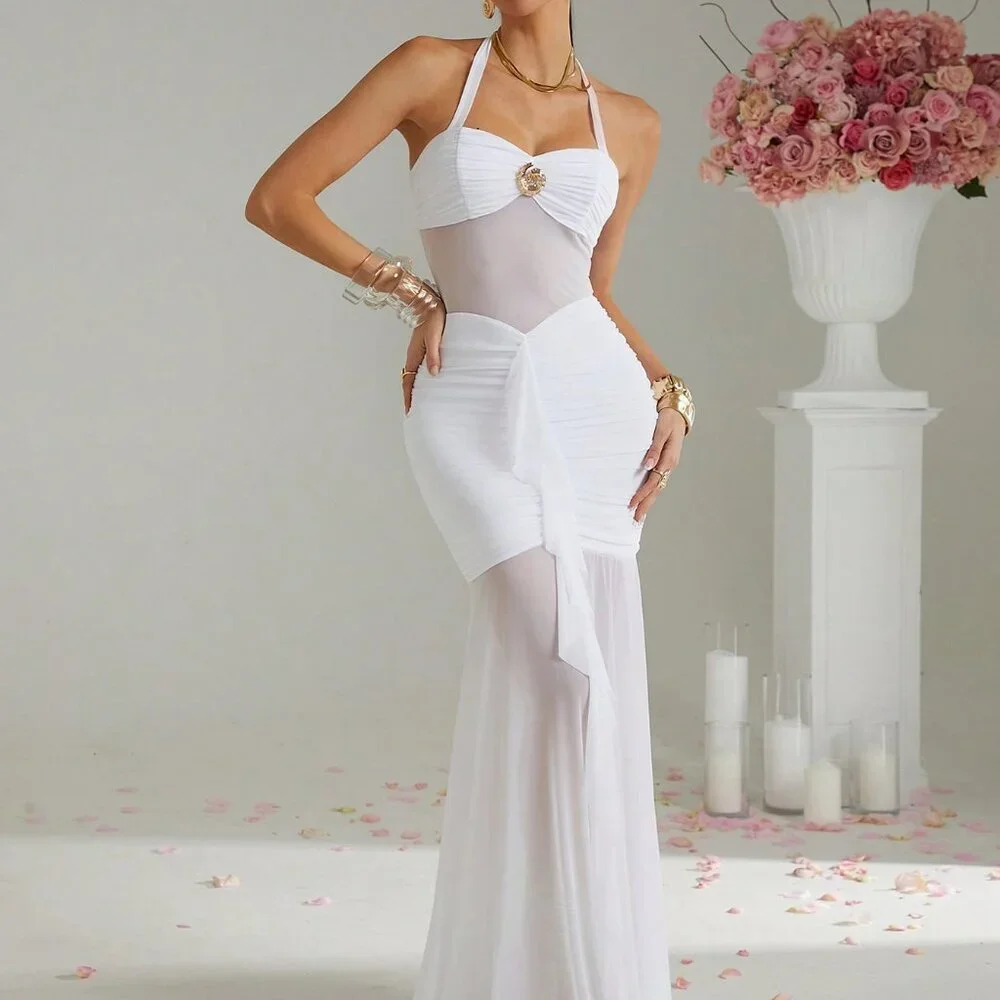 White Bohemian Sexy Women's Coverup Dress - Picture 5 of 7